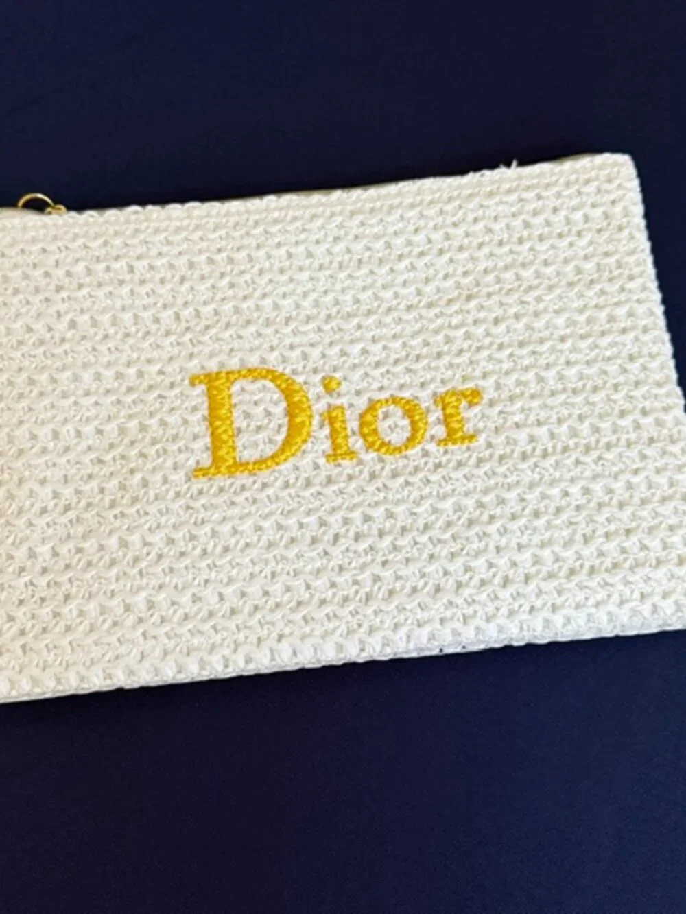 Dior White Crochet Flat Pouch Cosmetic Bag